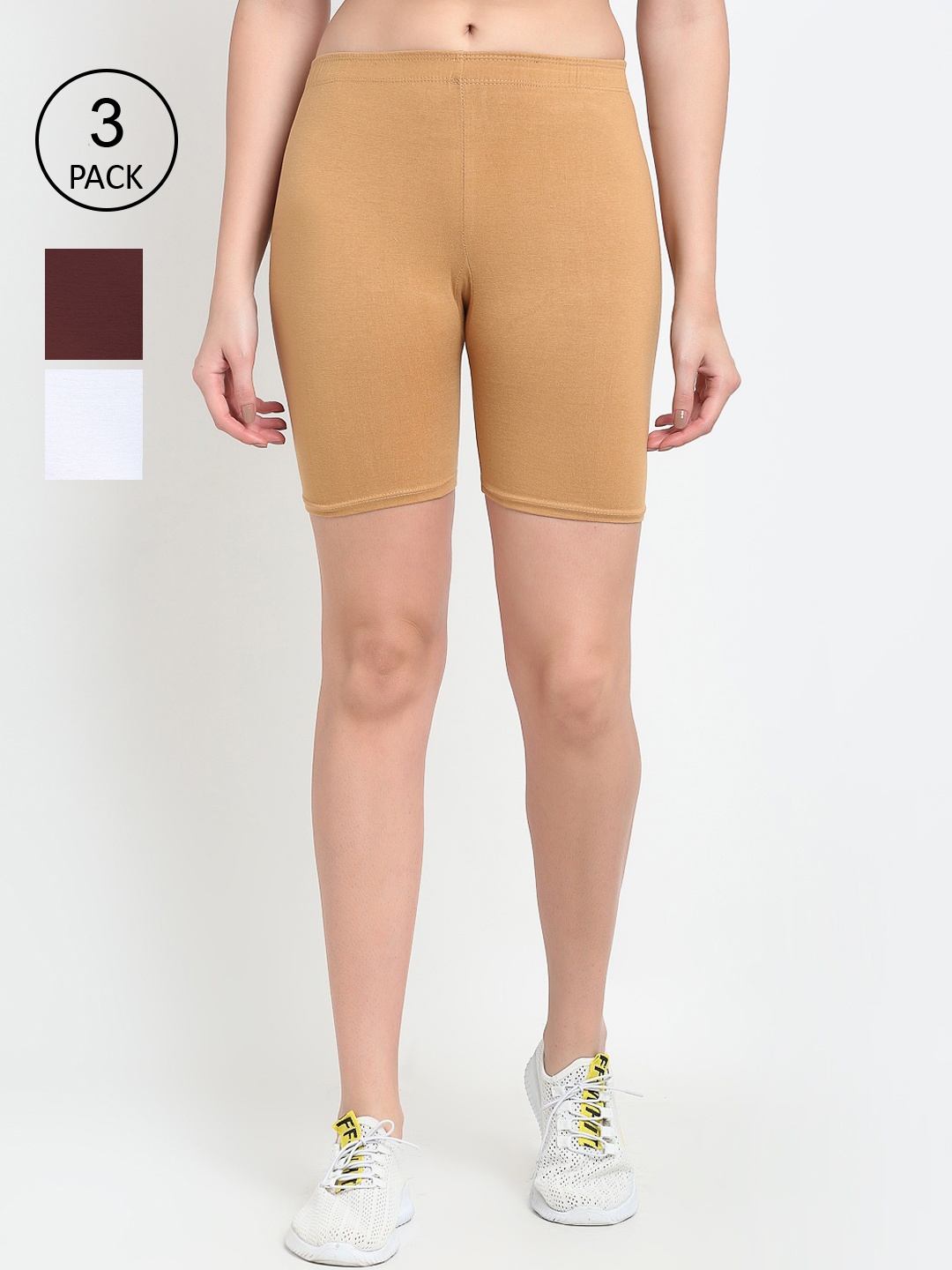GRACIT Women White Biker Shorts