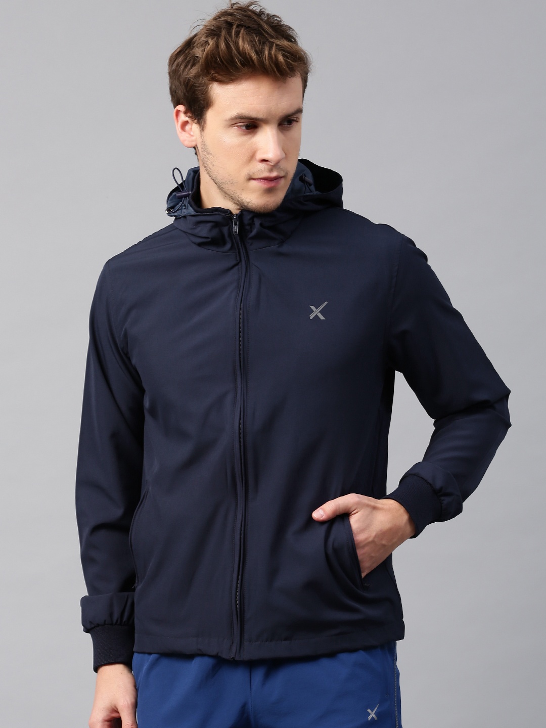 

HRX by Hrithik Roshan Navy Active Hooded Jacket, Navy blue
