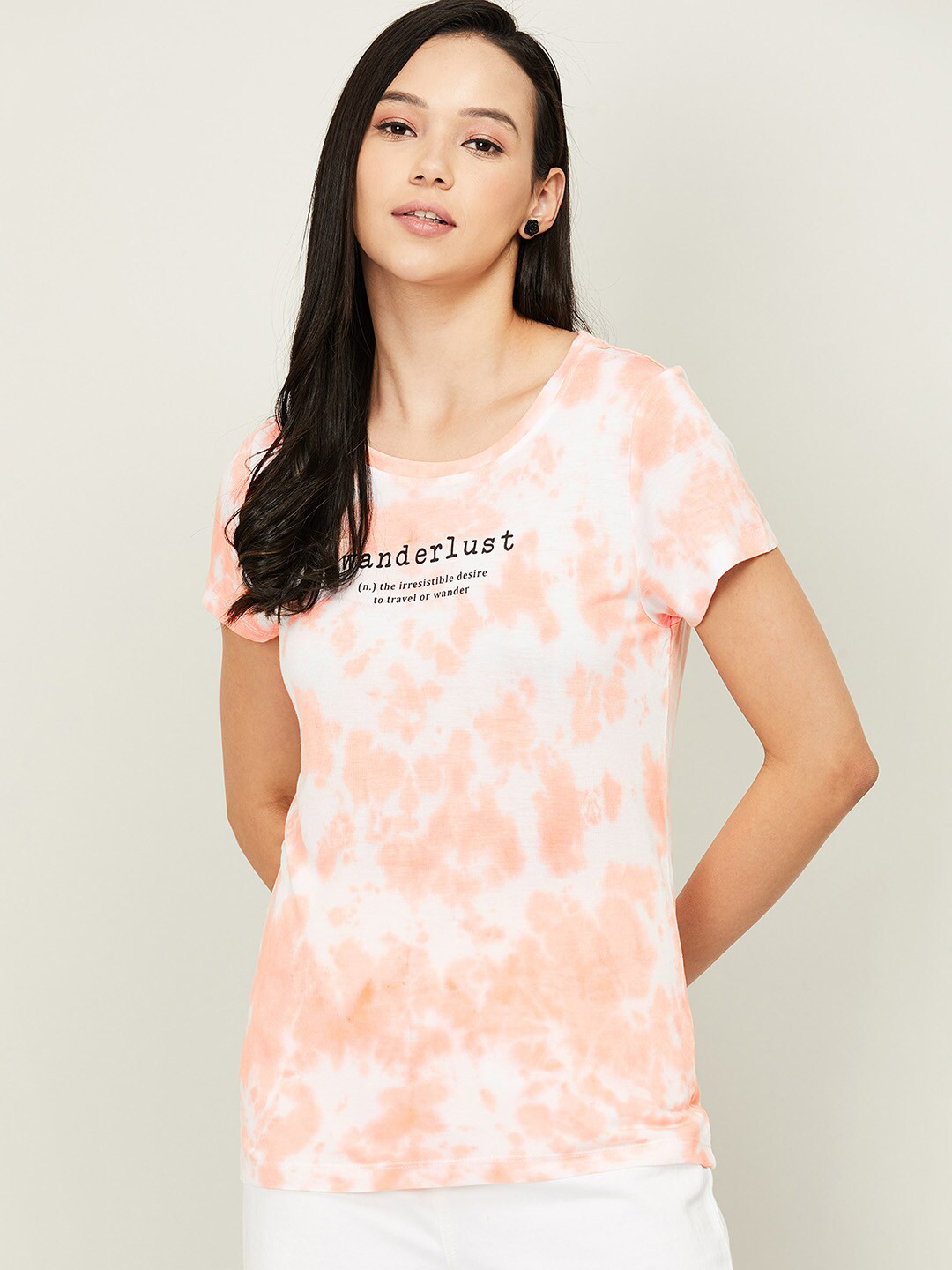 

Fame Forever by Lifestyle Coral & White Tie and Dye Top