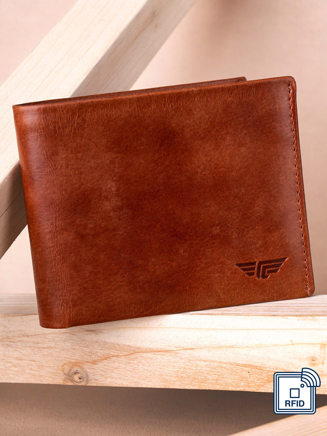 

Red Tape Men Brown Textured Leather Two Fold Wallet