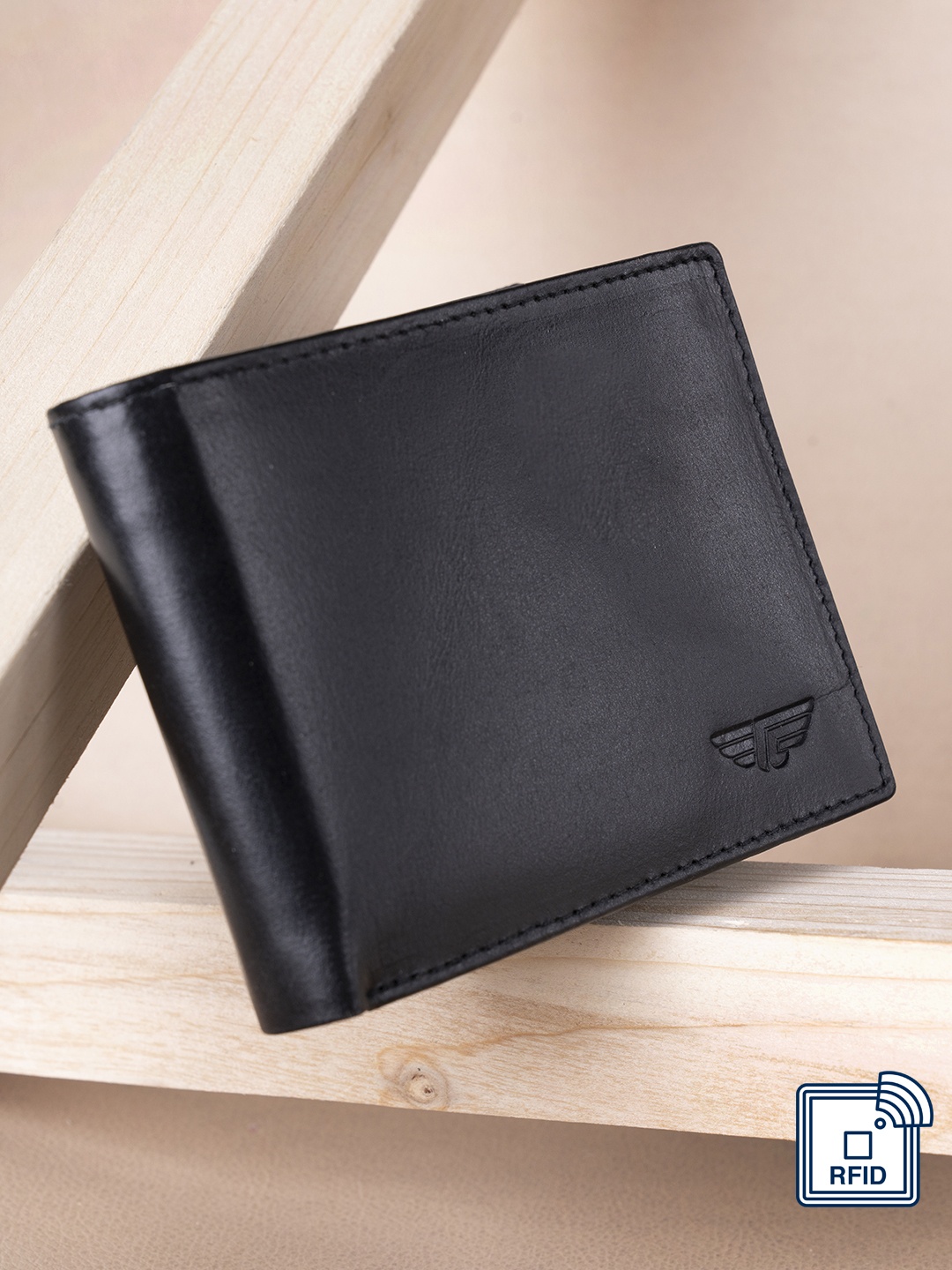 

Red Tape Men Black Leather Two Fold Wallet