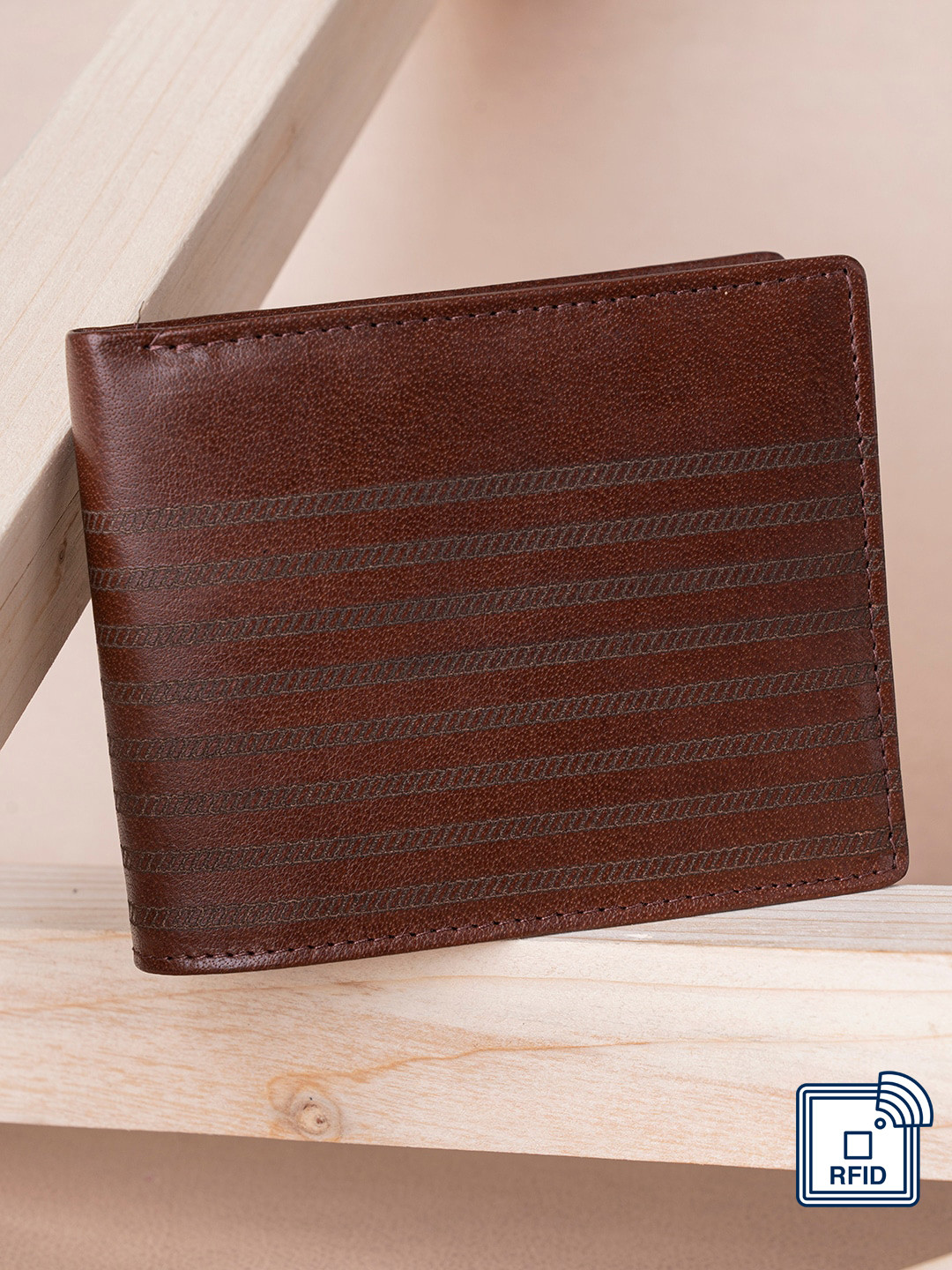 

Red Tape Men Brown Textured Leather Two Fold Wallet