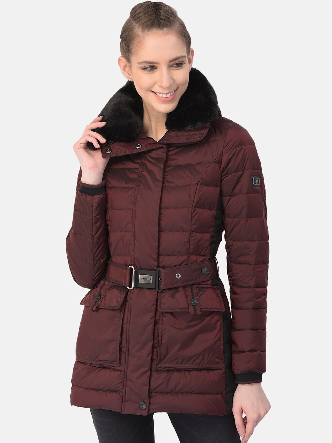 

Woods Women Burgundy Water Resistant Longline Padded Jacket