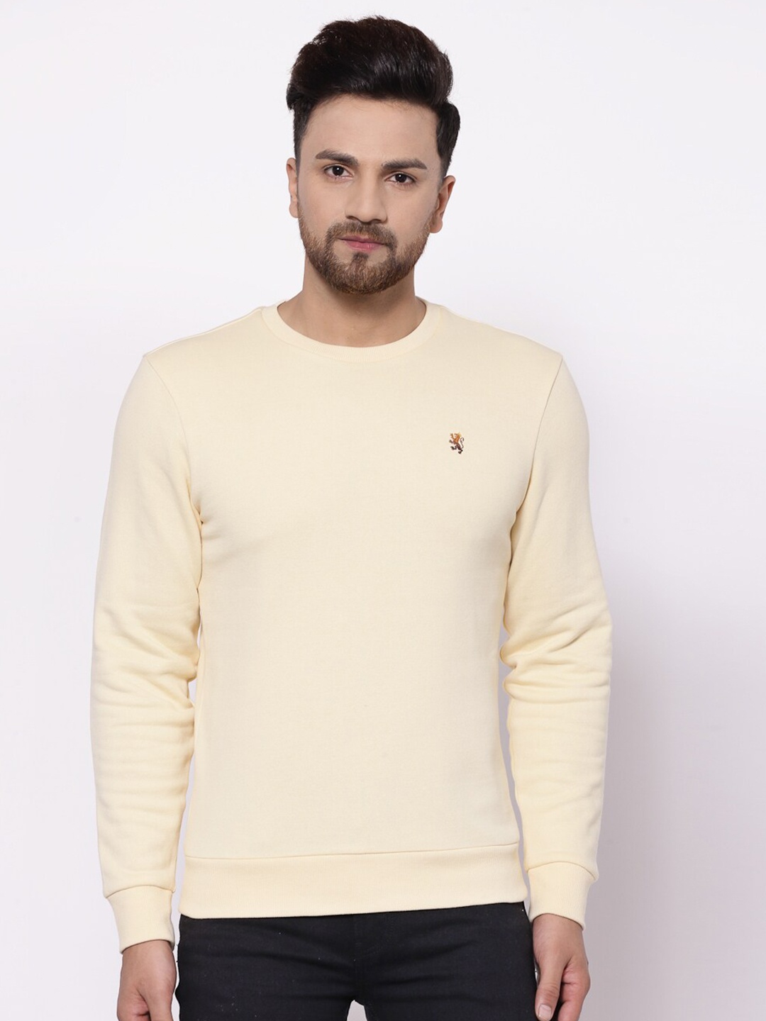 

Red Tape Men Yellow Solid Long Sleeves Pullover Sweatshirt
