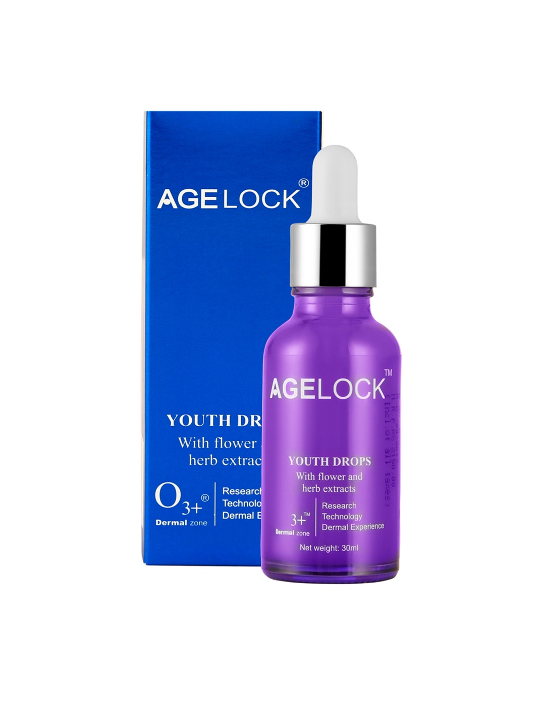 

O3+ Age Lock Youth Drops with Flowers & Herb Extract - 30 ml, Purple