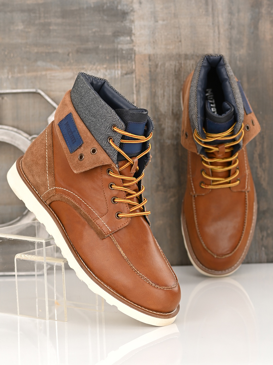 

MUZZATI Men Tan Flat Boots