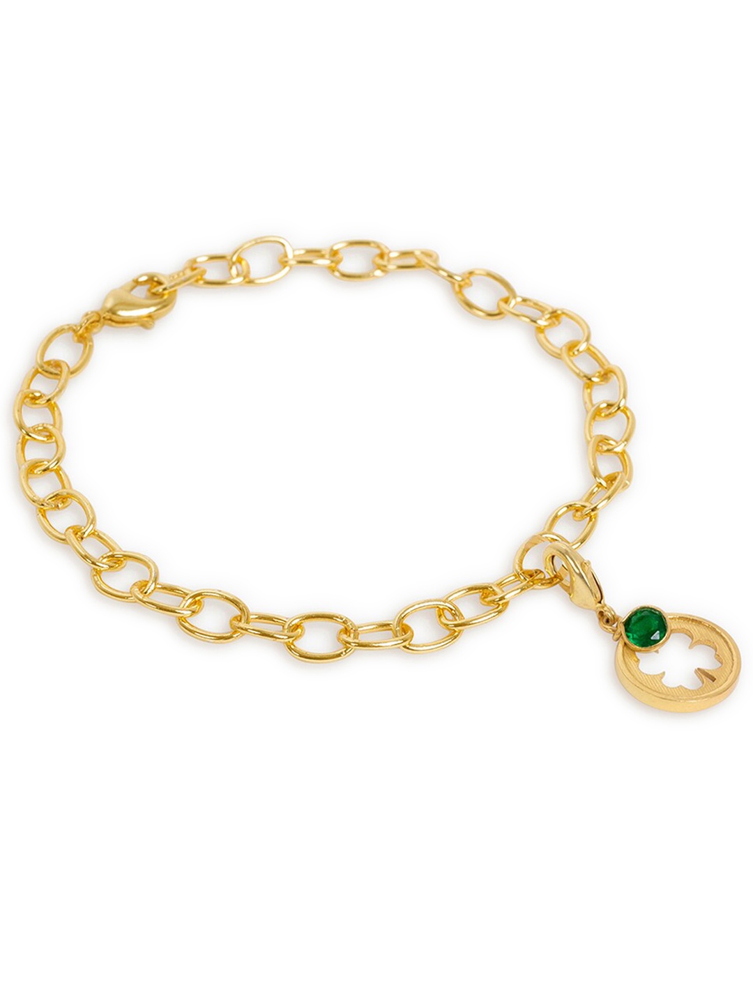 

March by FableStreet Green & Gold-Toned Clover Necklace Charm
