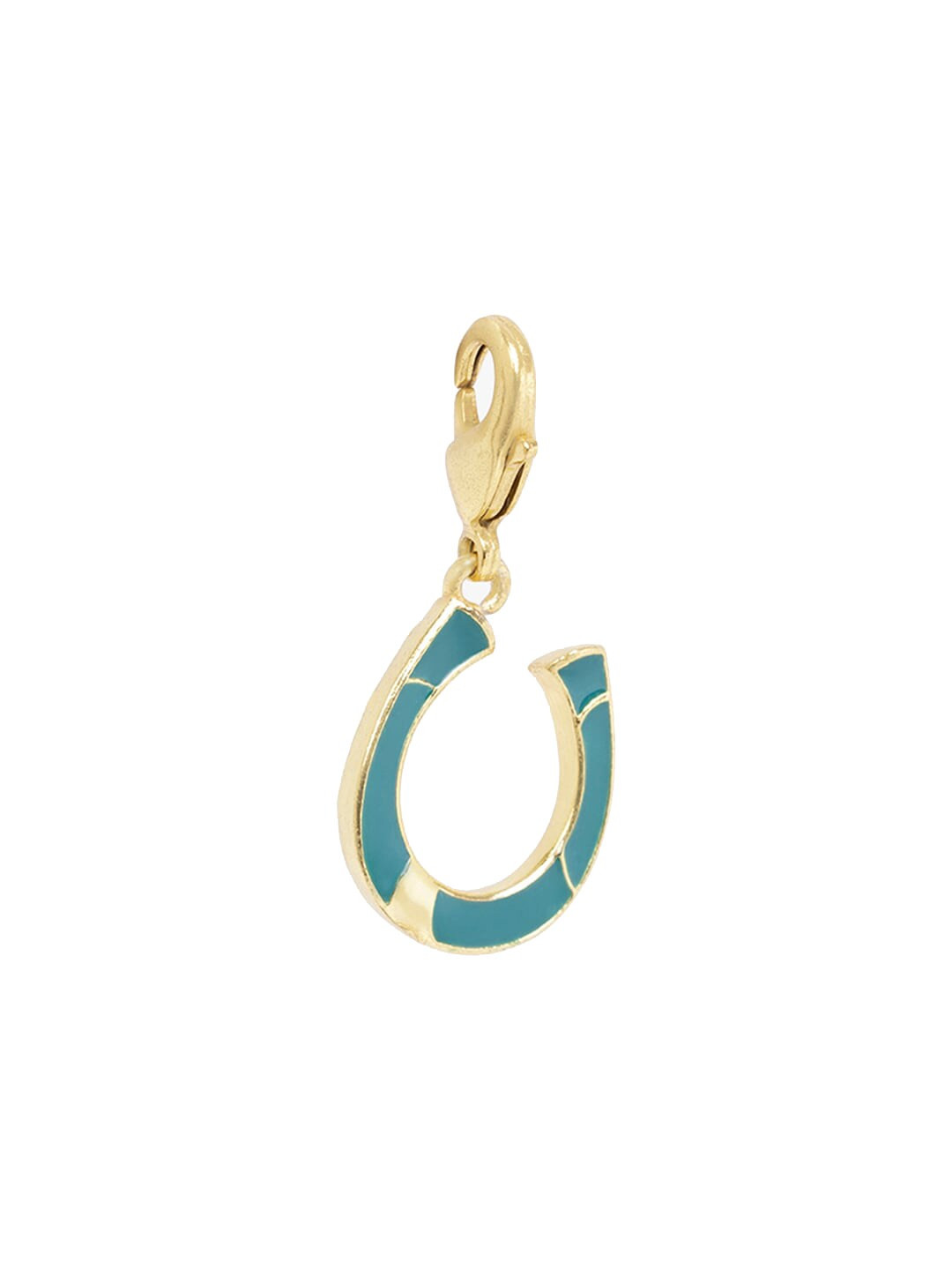 

March by FableStreet Teal & Gold-Toned Horseshoe Charm