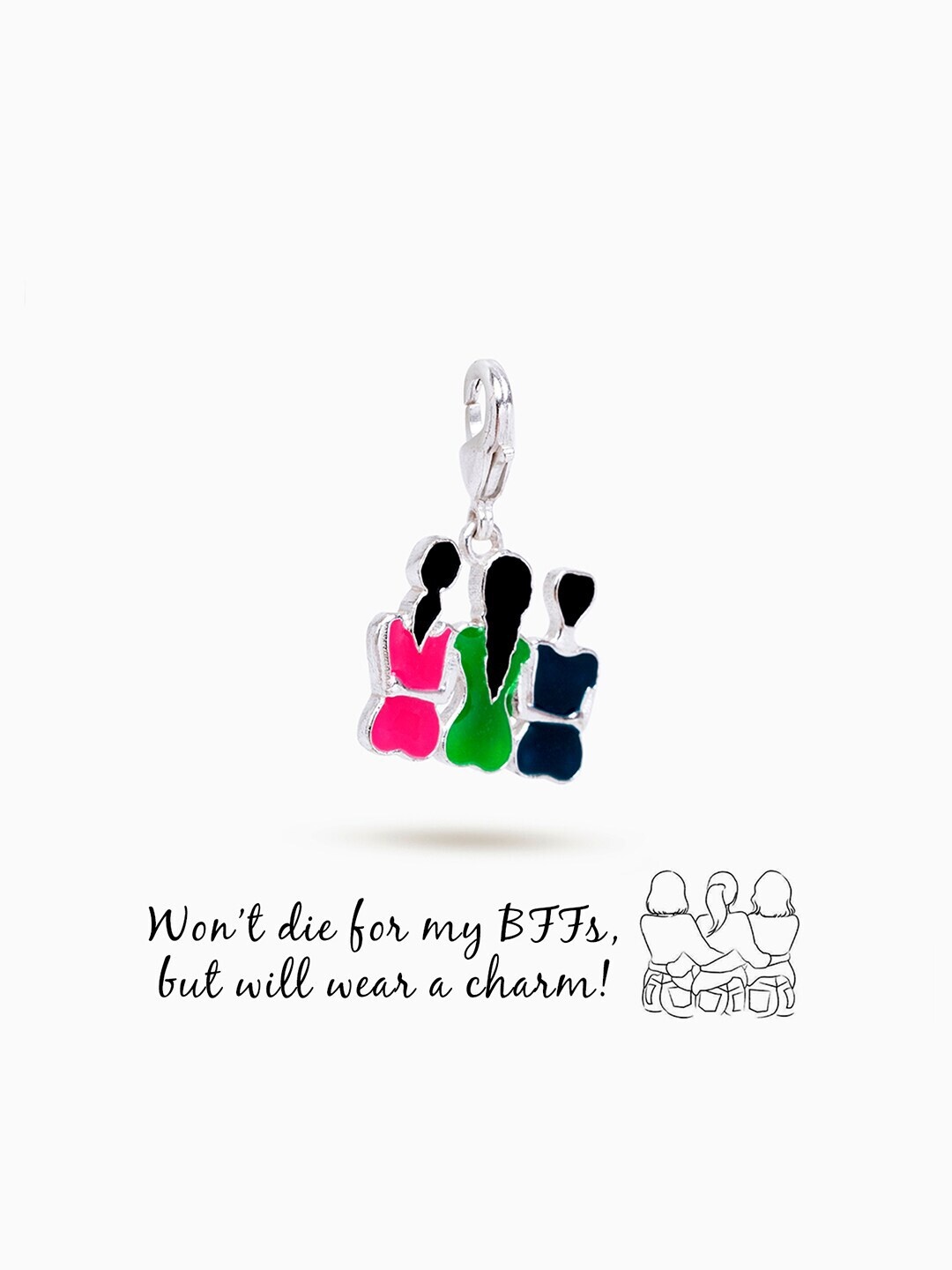 

March by FableStreet Women Pink & Green BFF Necklace/Bracelet Charm