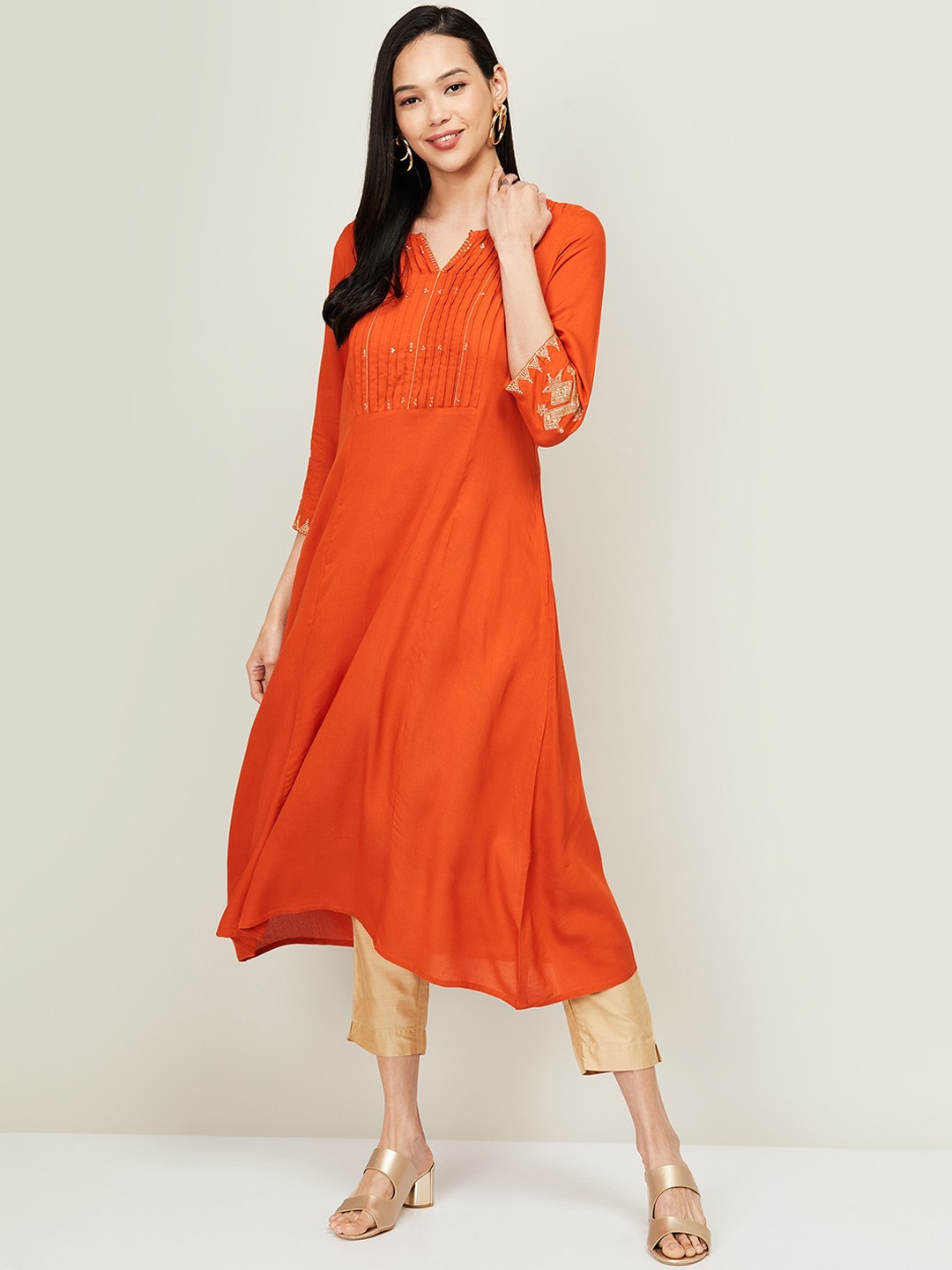 

Melange by Lifestyle Women Orange Kurta