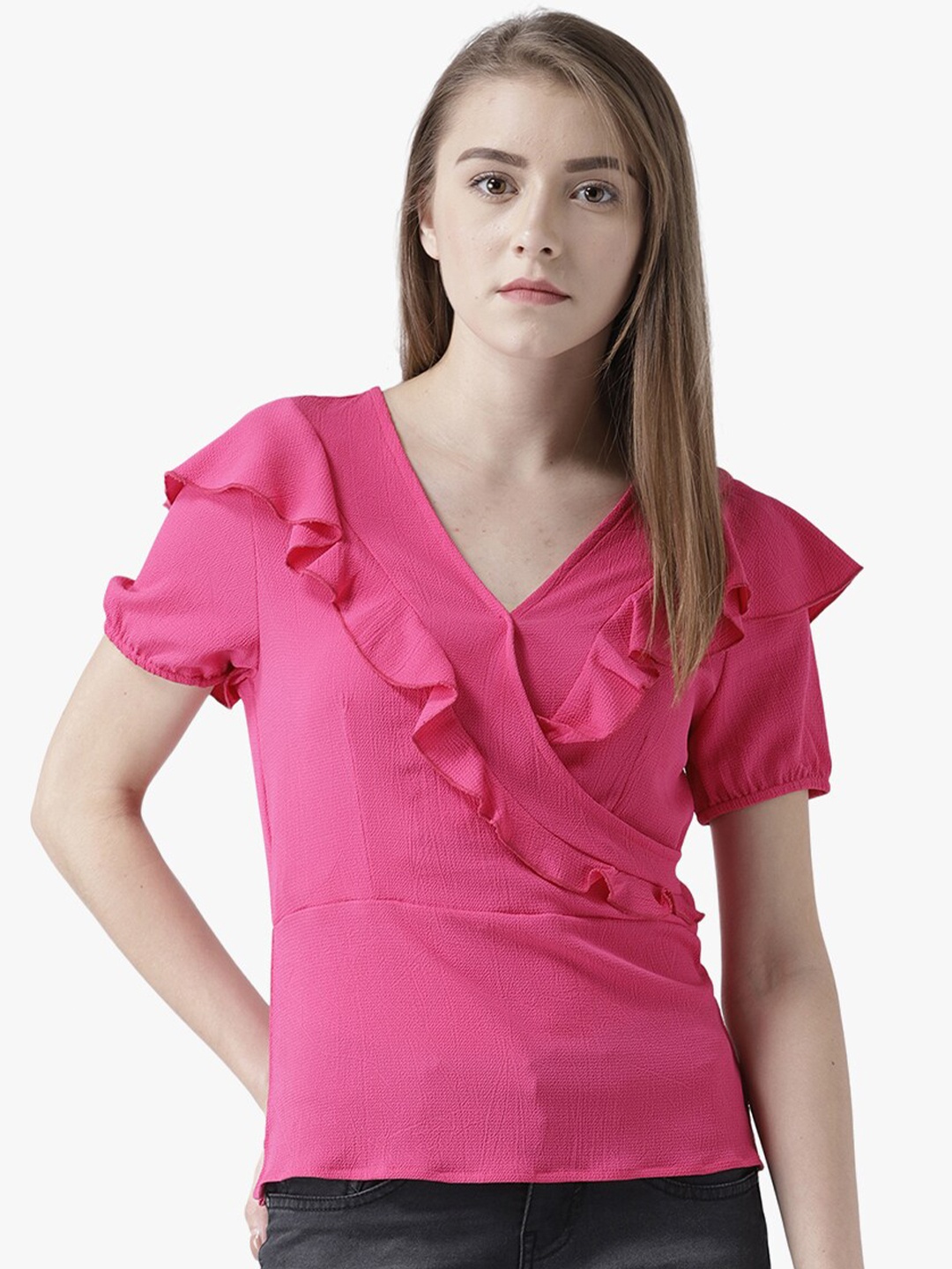 

DODO & MOA Pink Solid Crepe Top