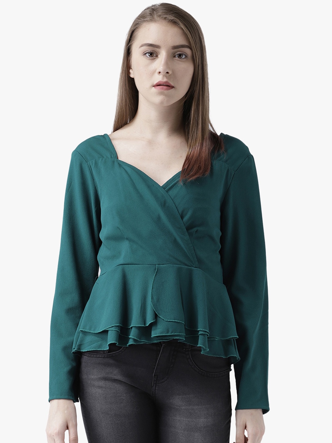 

DODO & MOA Blue Crepe Wrap Top