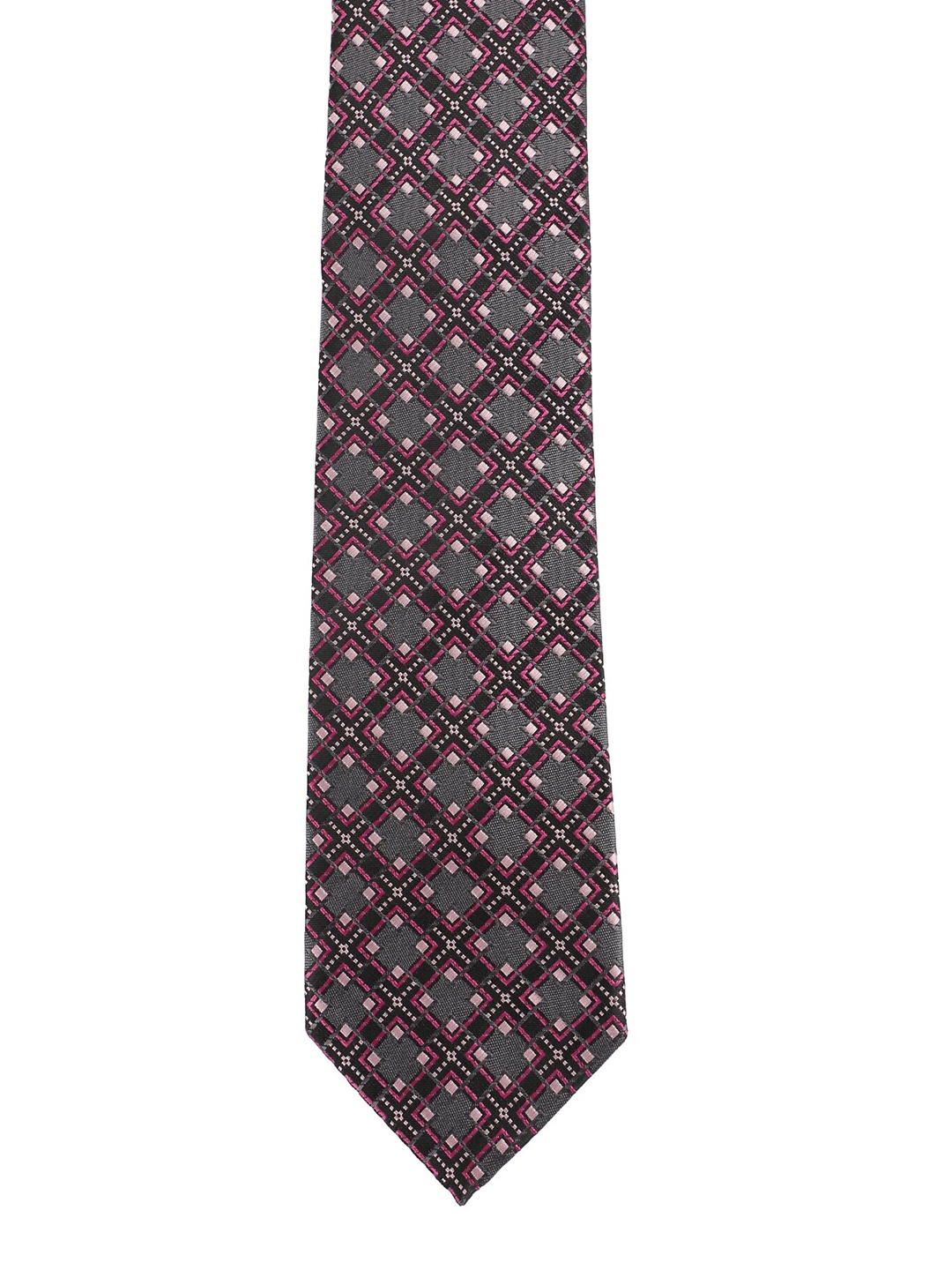 

Alvaro Castagnino Men Grey & Pink Woven Design Broad Tie