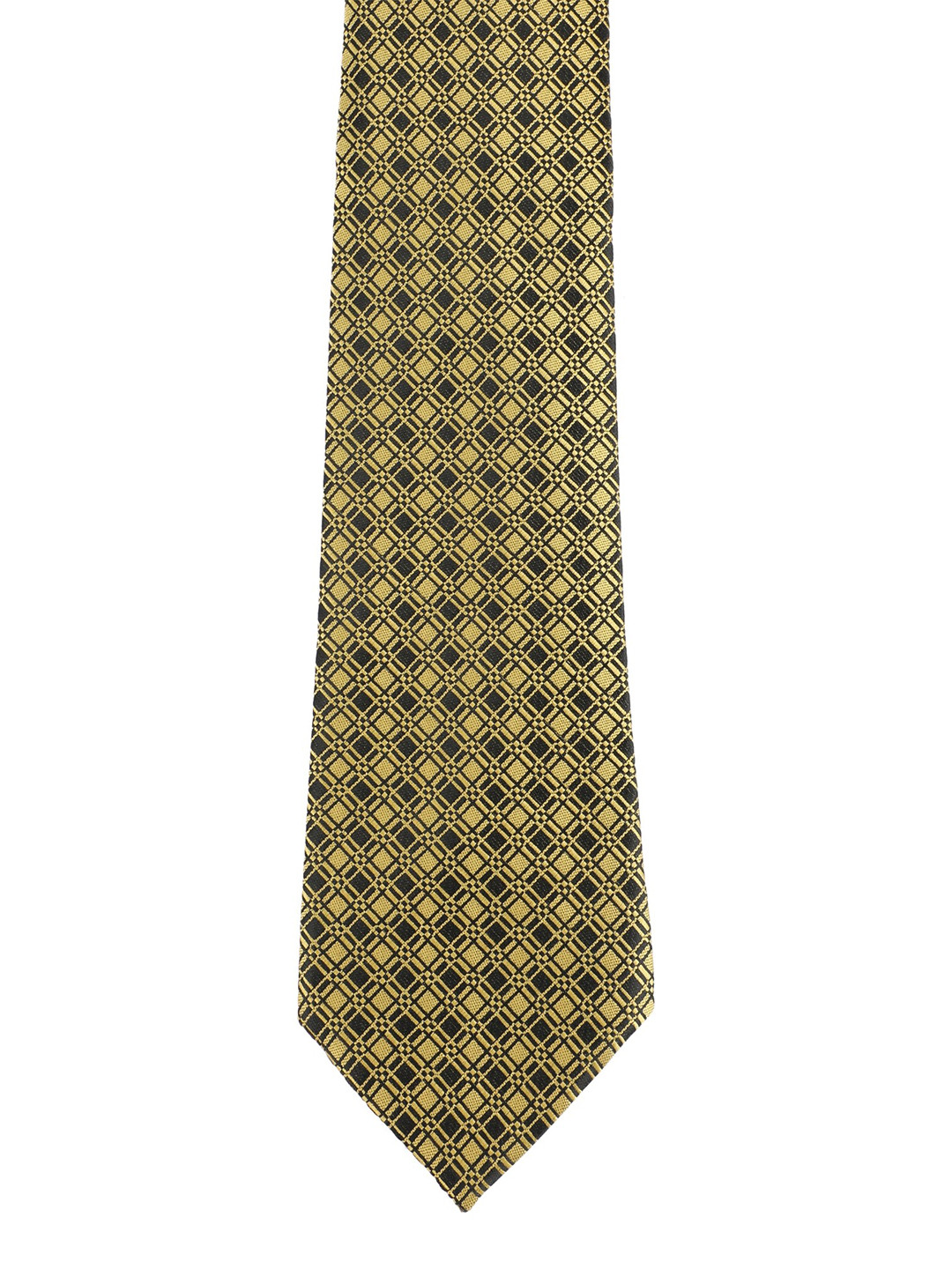 

Alvaro Castagnino Men Yellow & Black Woven Design Skinny Tie