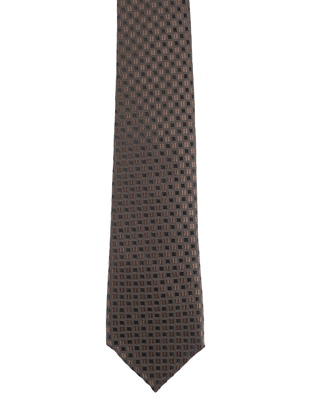 

Alvaro Castagnino Men Brown & Black Checked Skinny Tie