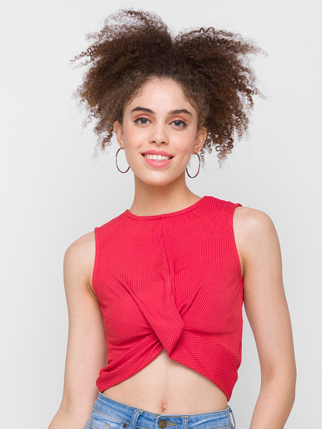 

Globus Pink Cinched Waist Crop Top