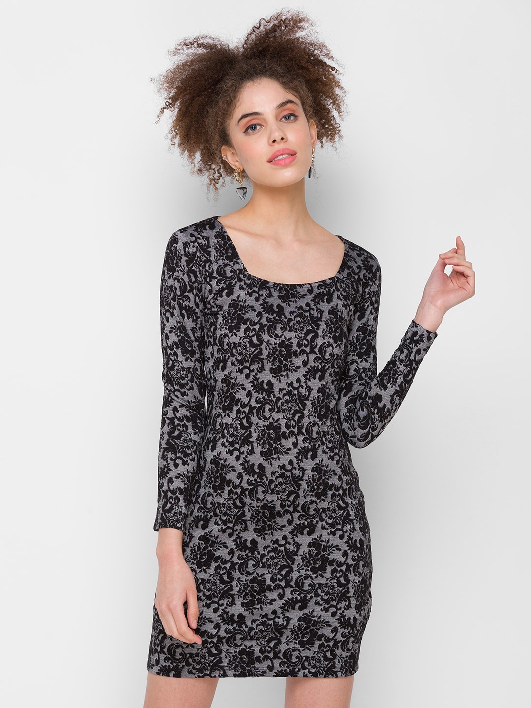 

Globus Women Grey Ethnic Motifs Cotton Bodycon Dress