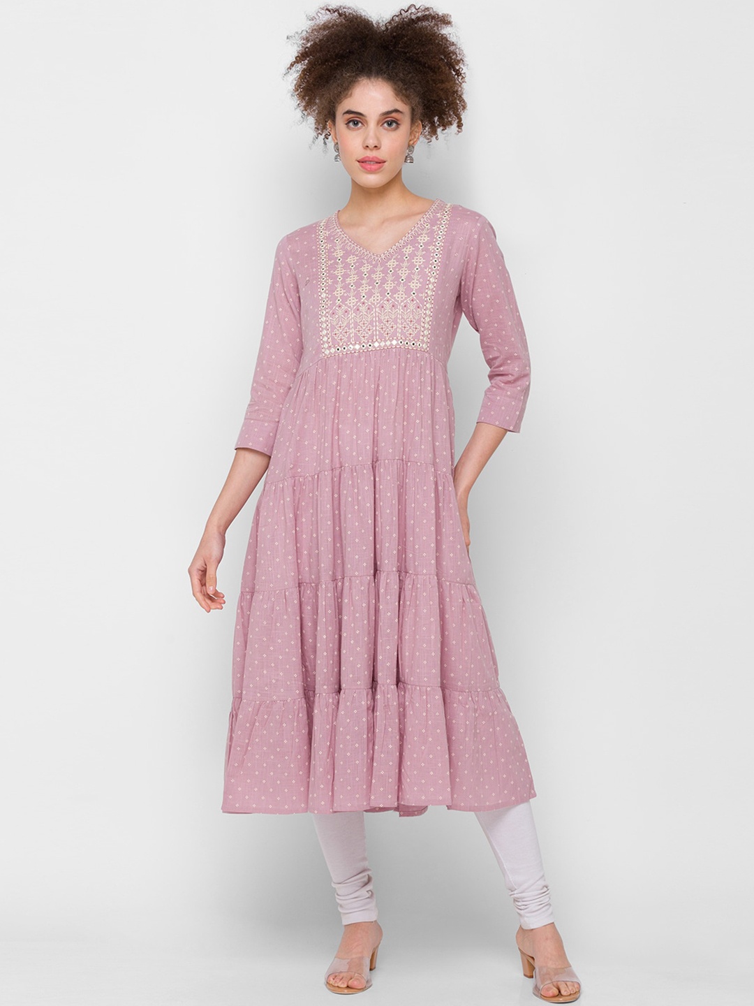 

Globus Women Mauve Ethnic Motifs Thread Work Anarkali Kurta
