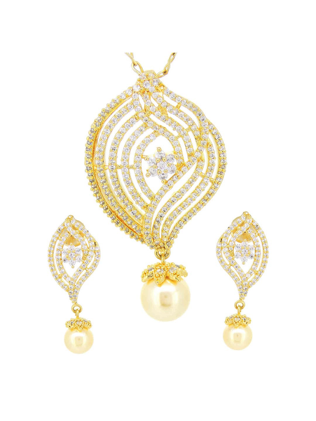 

Tistabene Women Gold-Plated & White Stone Studded Contemporary Pendant Set