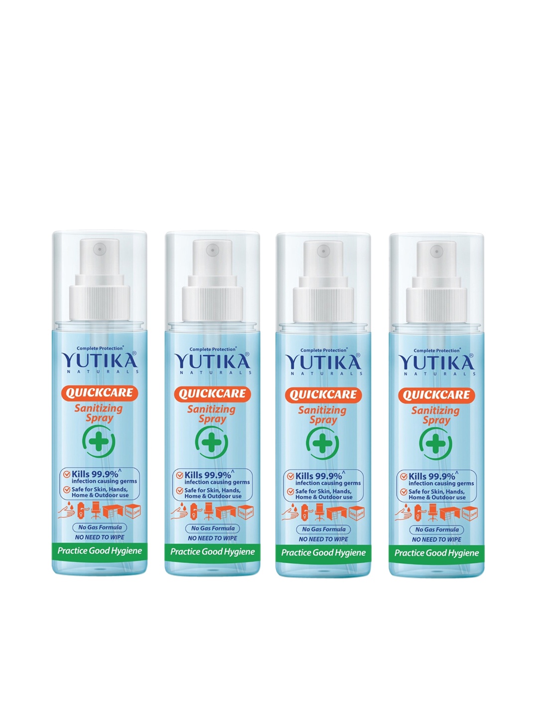 

YUTIKA Pack Of 4 Quick Care Sanitizing Spray- 200 ml, Transparent