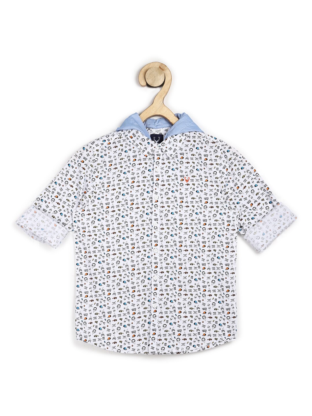 

Allen Solly Junior Boys White Slim Fit Printed Cotton Casual Shirt