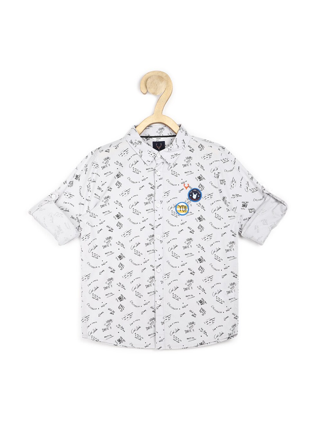

Allen Solly Junior Boys White Slim Fit Printed Pure Cotton Casual Shirt