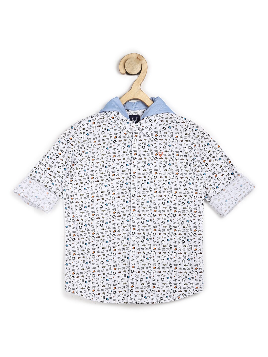 

Allen Solly Junior Boys White Slim Fit Printed Pure Cotton Casual Shirt