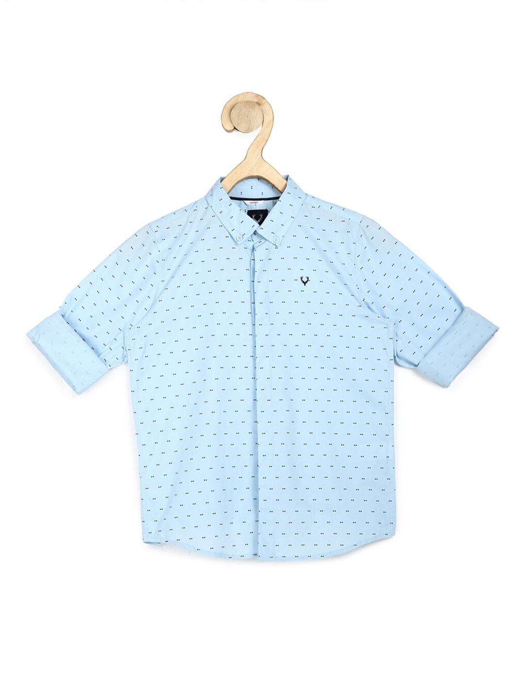 

Allen Solly Junior Boys Blue Slim Fit Printed Pure Cotton Casual Shirt