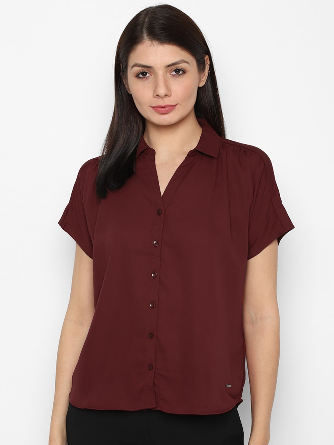 

Allen Solly Woman Maroon Casual Shirt