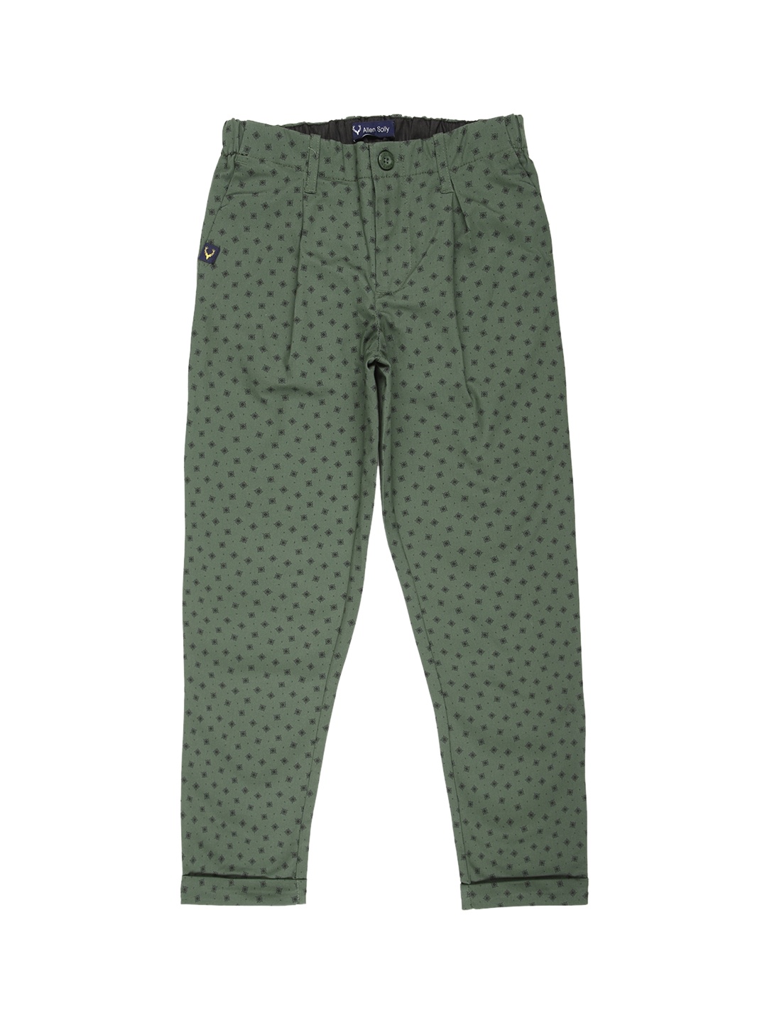 

Allen Solly Junior Boys Green Printed Slim Fit Trousers