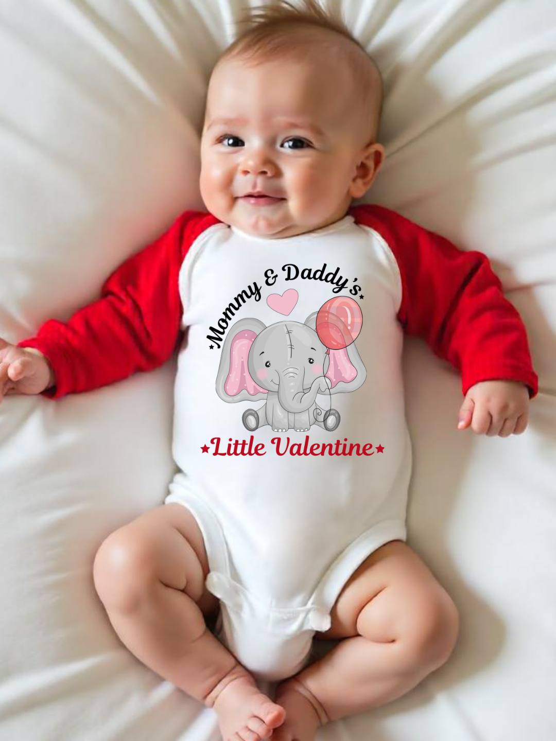 

KNITROOT Kids Red & White Printed Little Valentine Romper