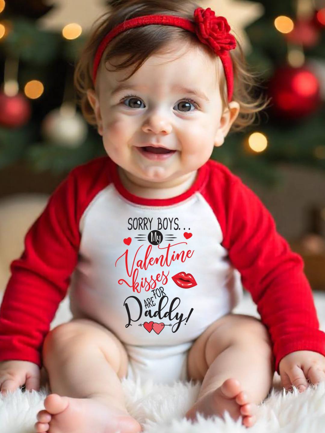 

KNITROOT Infants Red & White Valentine Kisses Daddy Printed Cotton Bodysuit