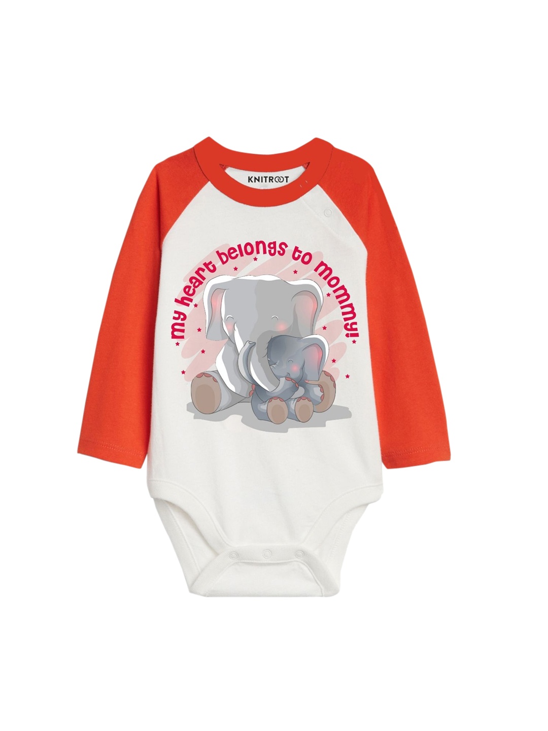 

KNITROOT Kids White & Red Printed Cotton Bodysuit