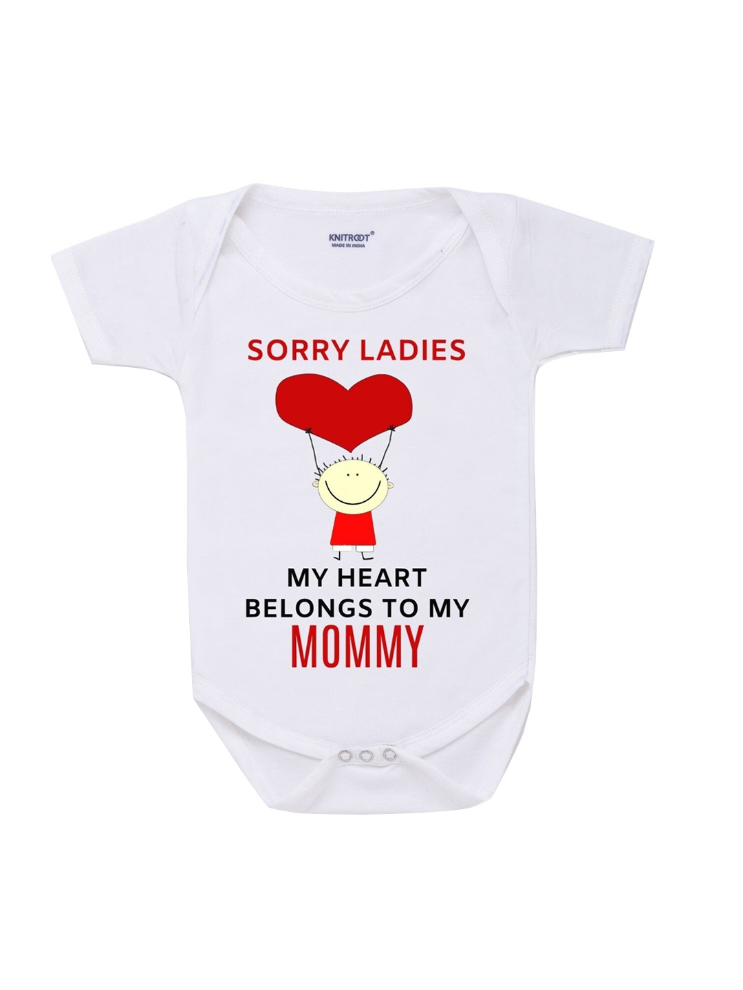 

KNITROOT Kids White Sorry Ladies Printed Rompers
