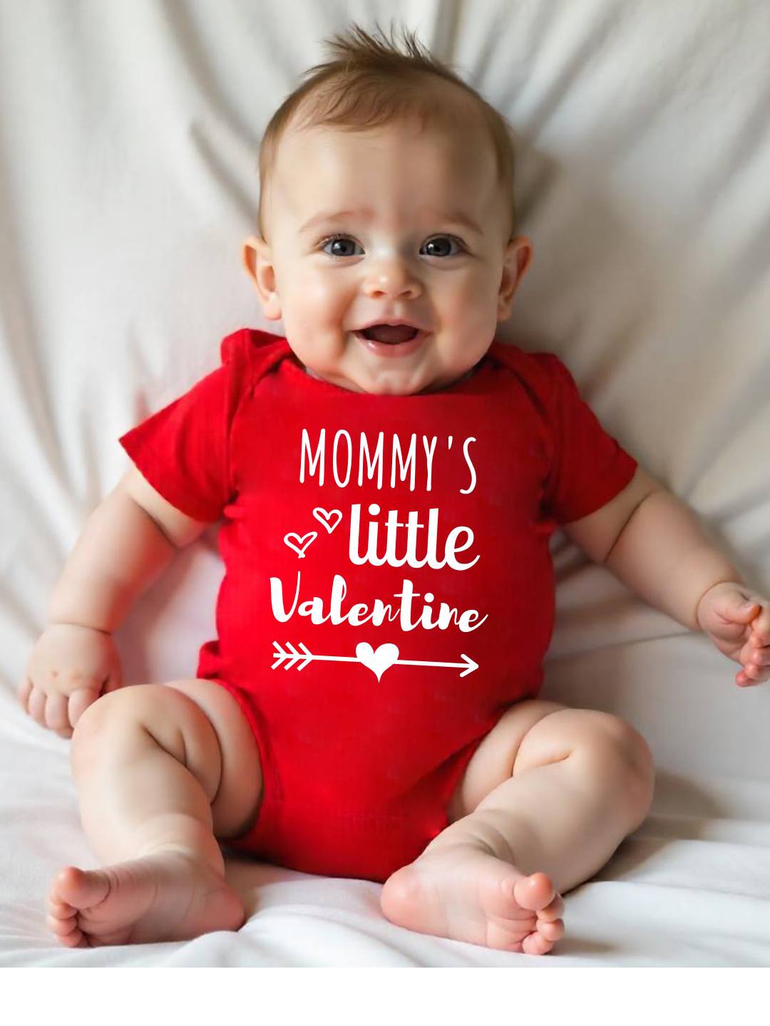 

KNITROOT Infant Kids Red & White Mommys Little Valentine Printed Bodysuit