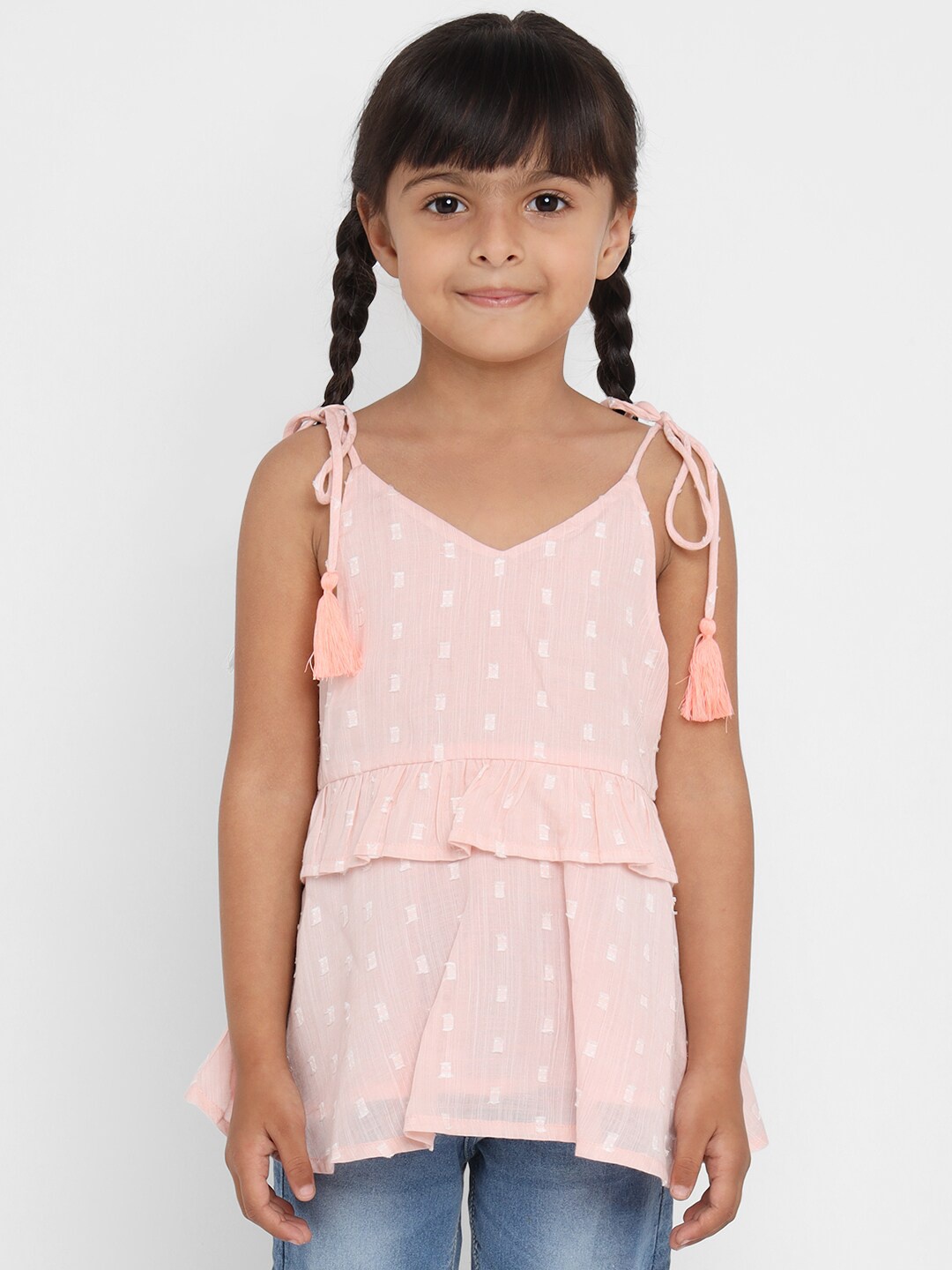 

Nauti Nati Pink & White Geometric Print Tiered Top