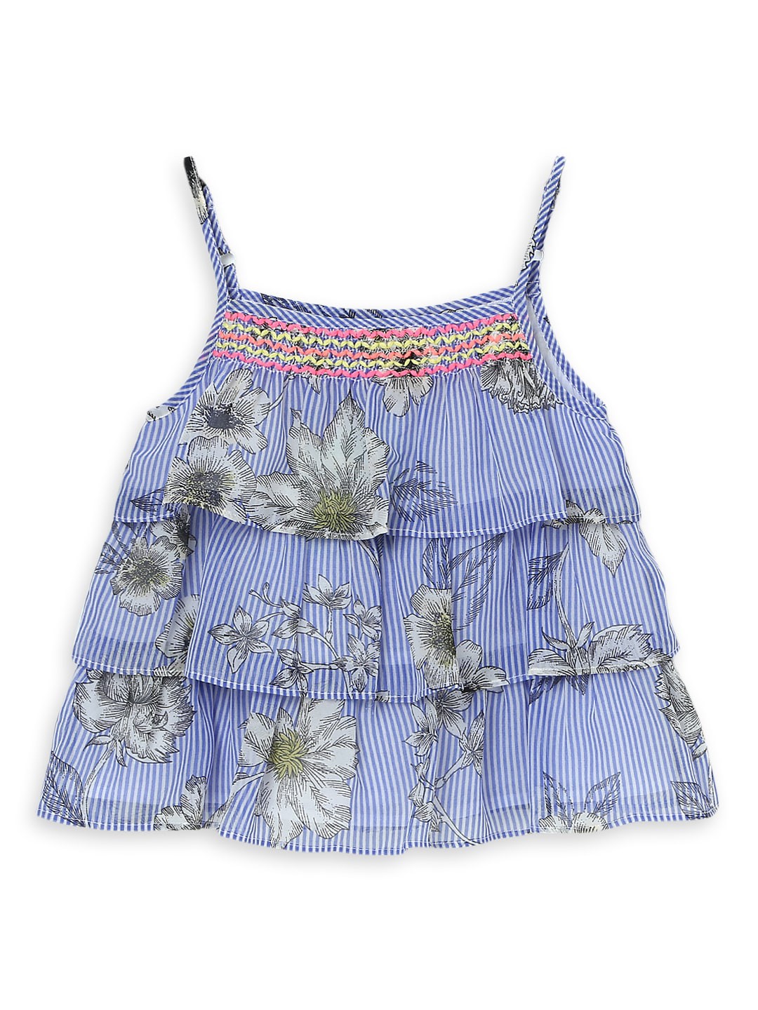 

Nauti Nati Blue Floral Print Tiered Top