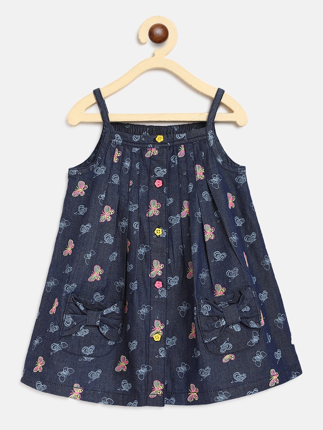 

Nauti Nati Girls Navy Blue Printed Shoulder Strap A-Line Dress