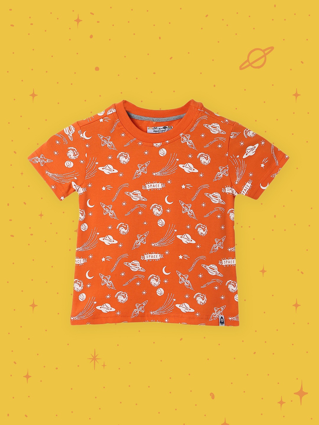 

Nauti Nati Boys Orange Printed T-shirt