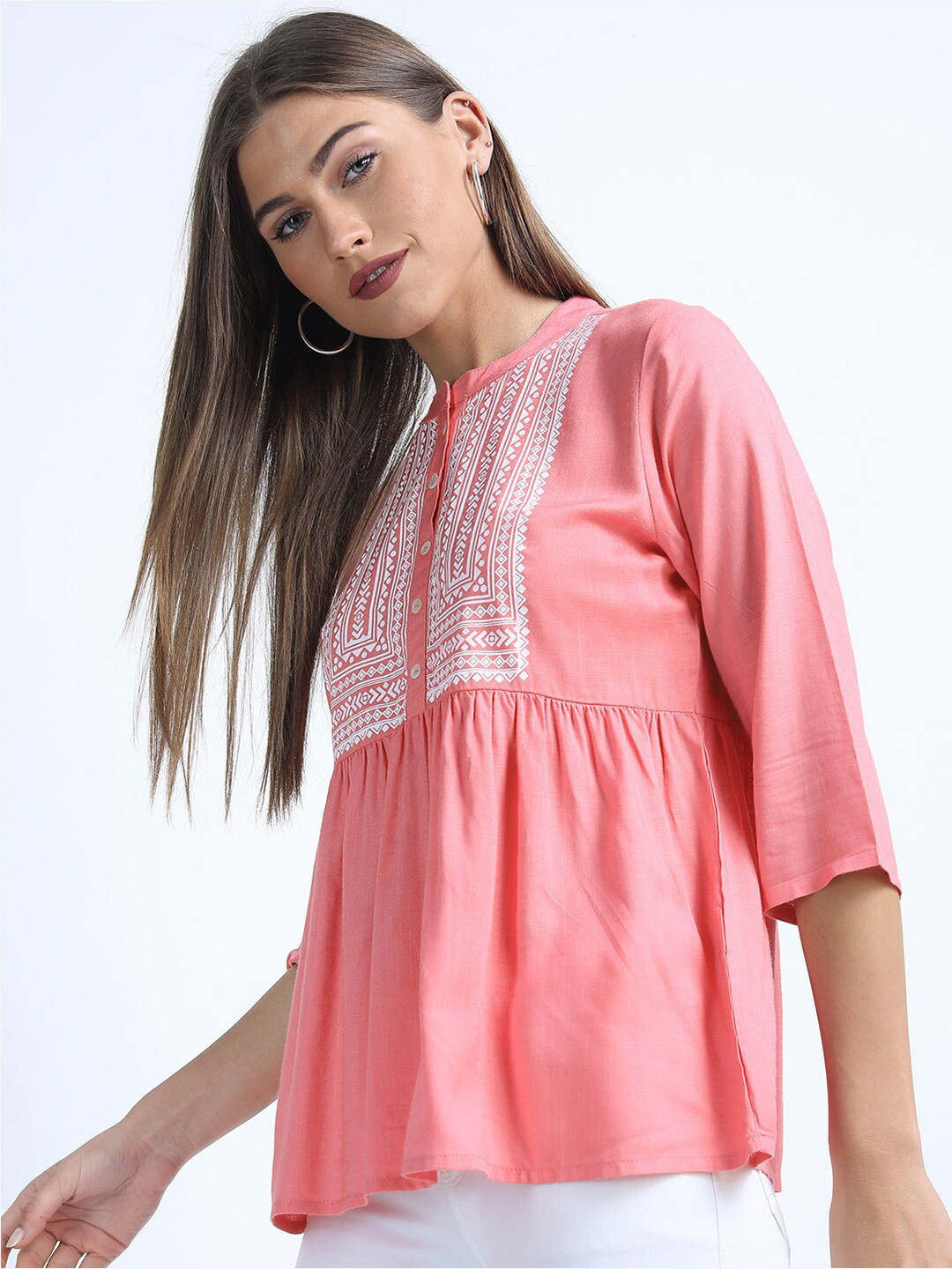 

Vishudh Pink Print Empire Top