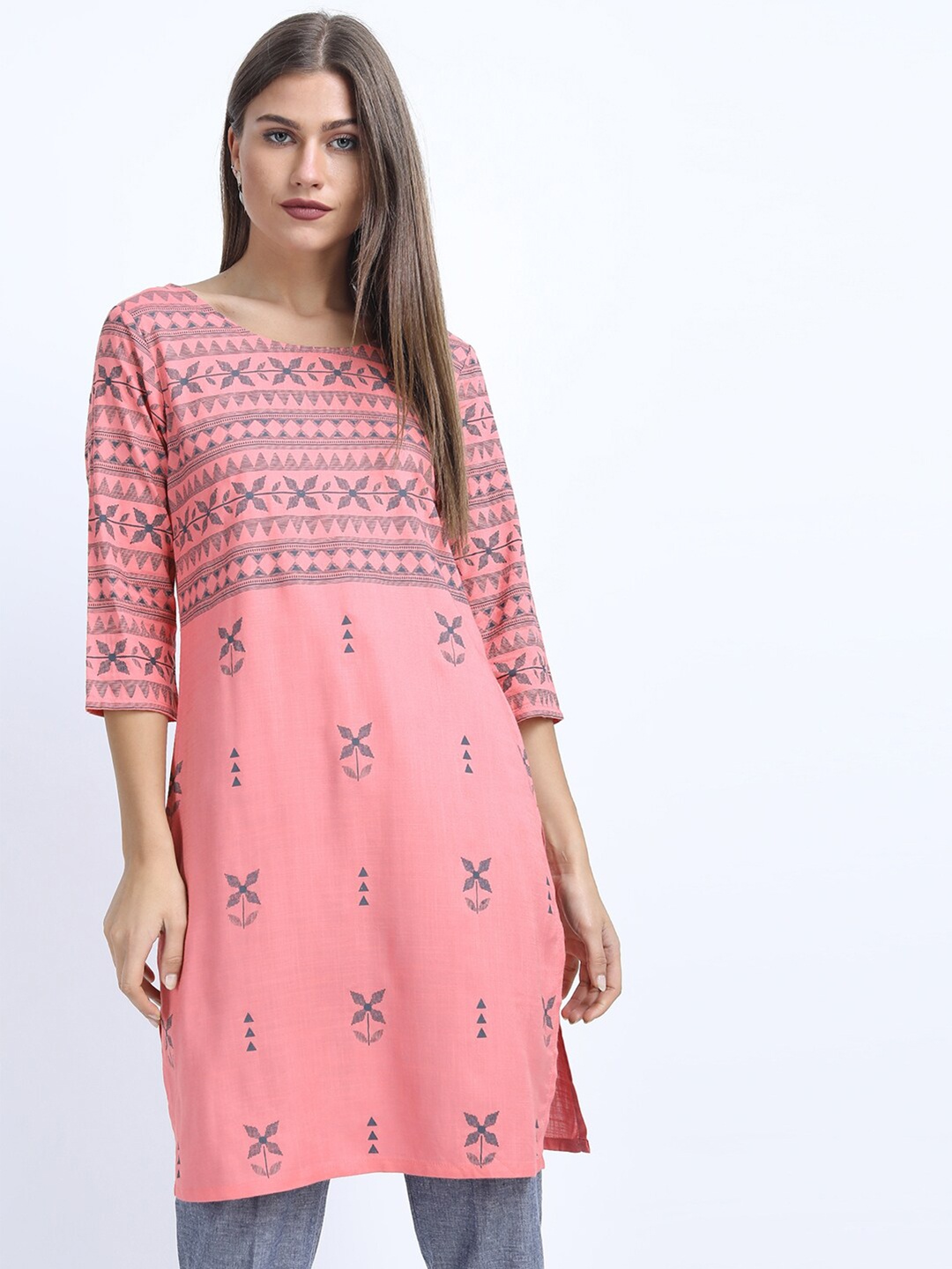 

Vishudh Women Pink Printed Tunic