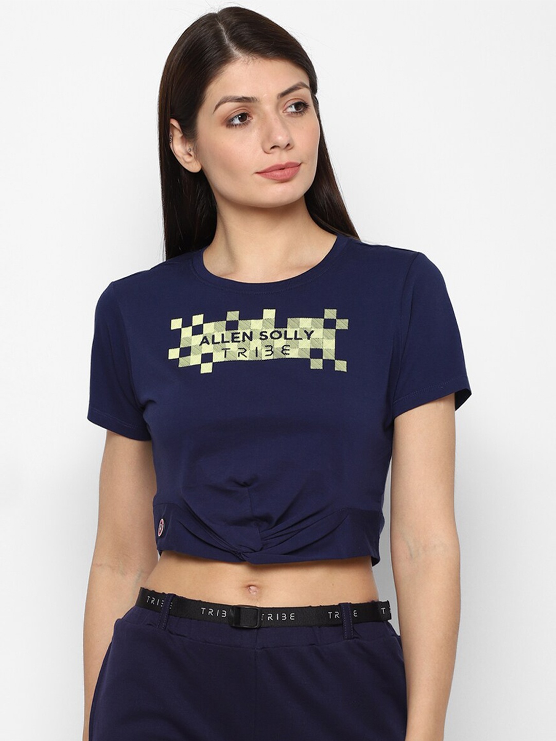 

Allen Solly Woman Women Navy Blue Printed T-shirt
