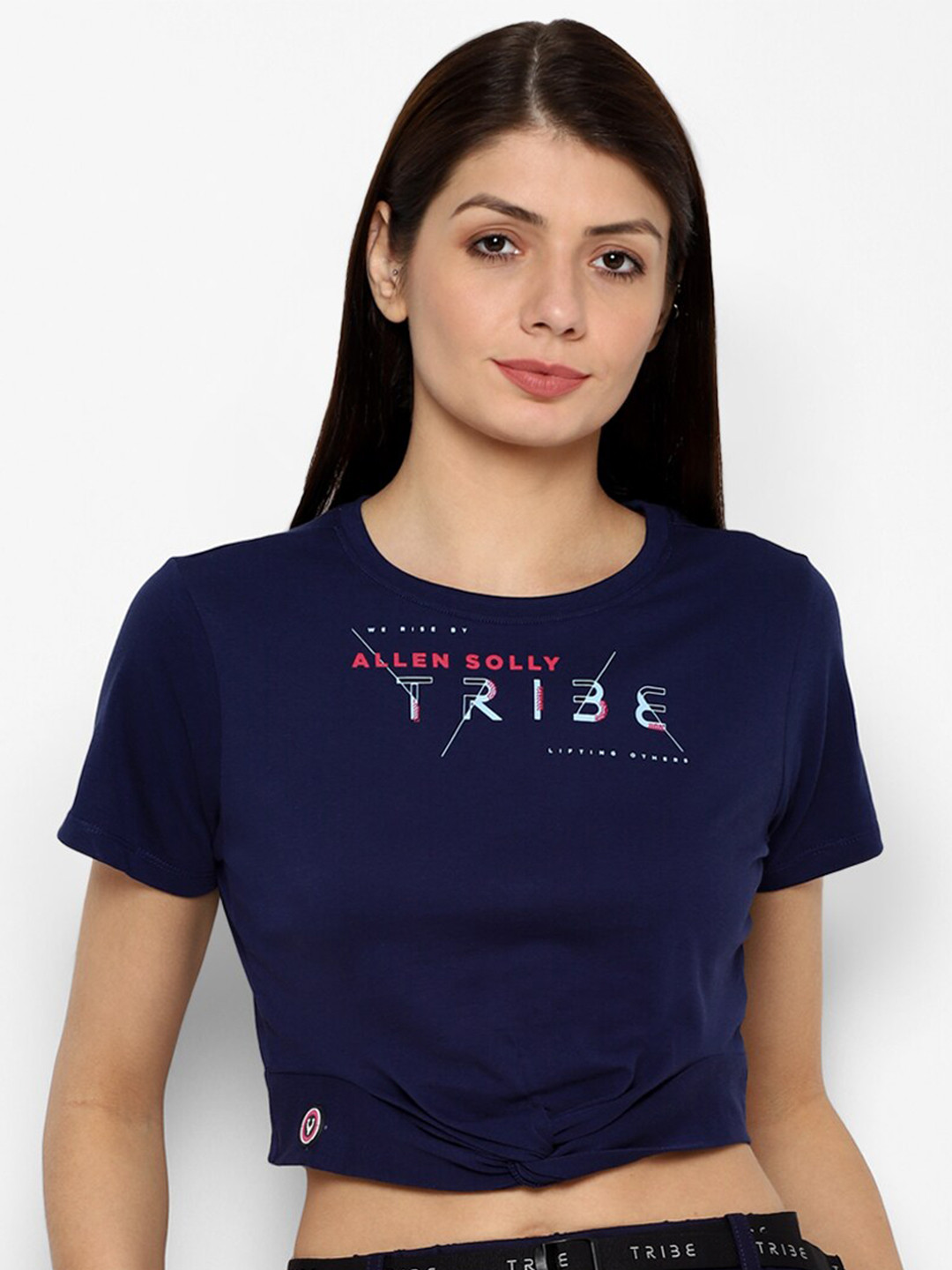 

Allen Solly Woman Navy Blue Typography Printed T-shirt