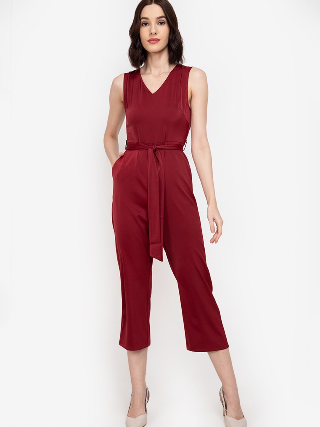 

ZALORA WORK Red Capri Jumpsuit