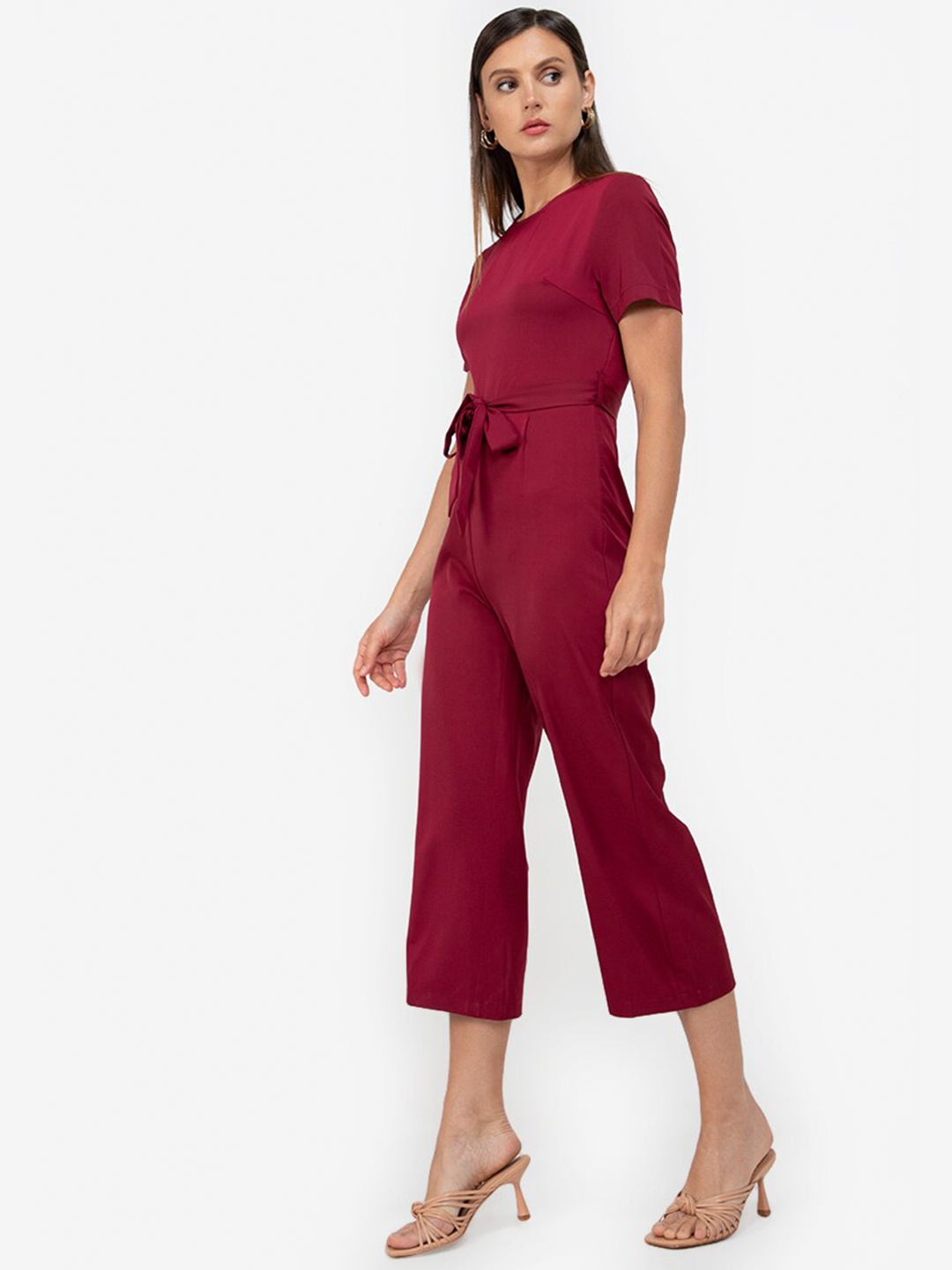 

ZALORA WORK Women Red Solid Capri Jumpsuit