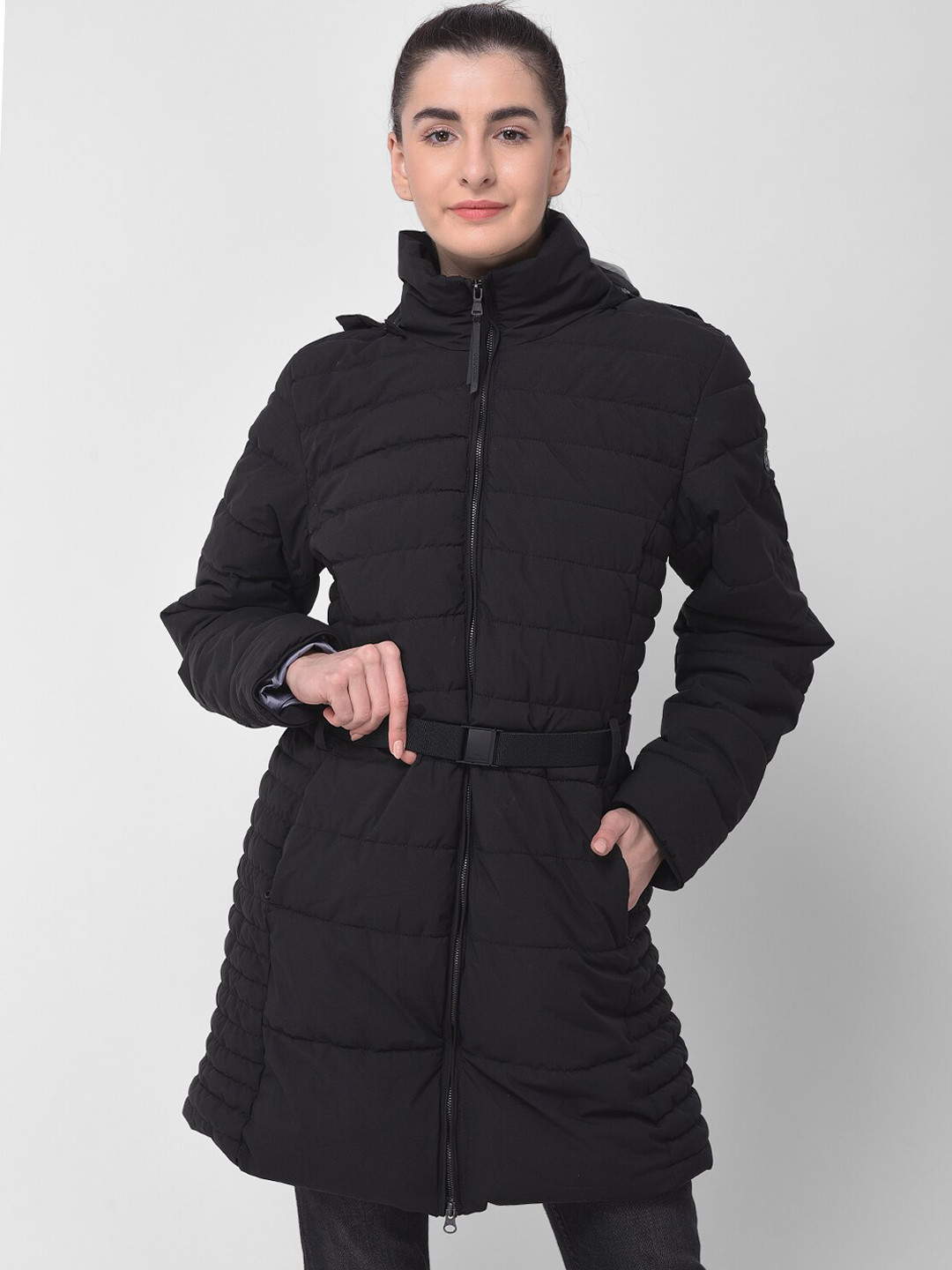 

Woodland Women Black Water Resistant Longline Padded Jacket