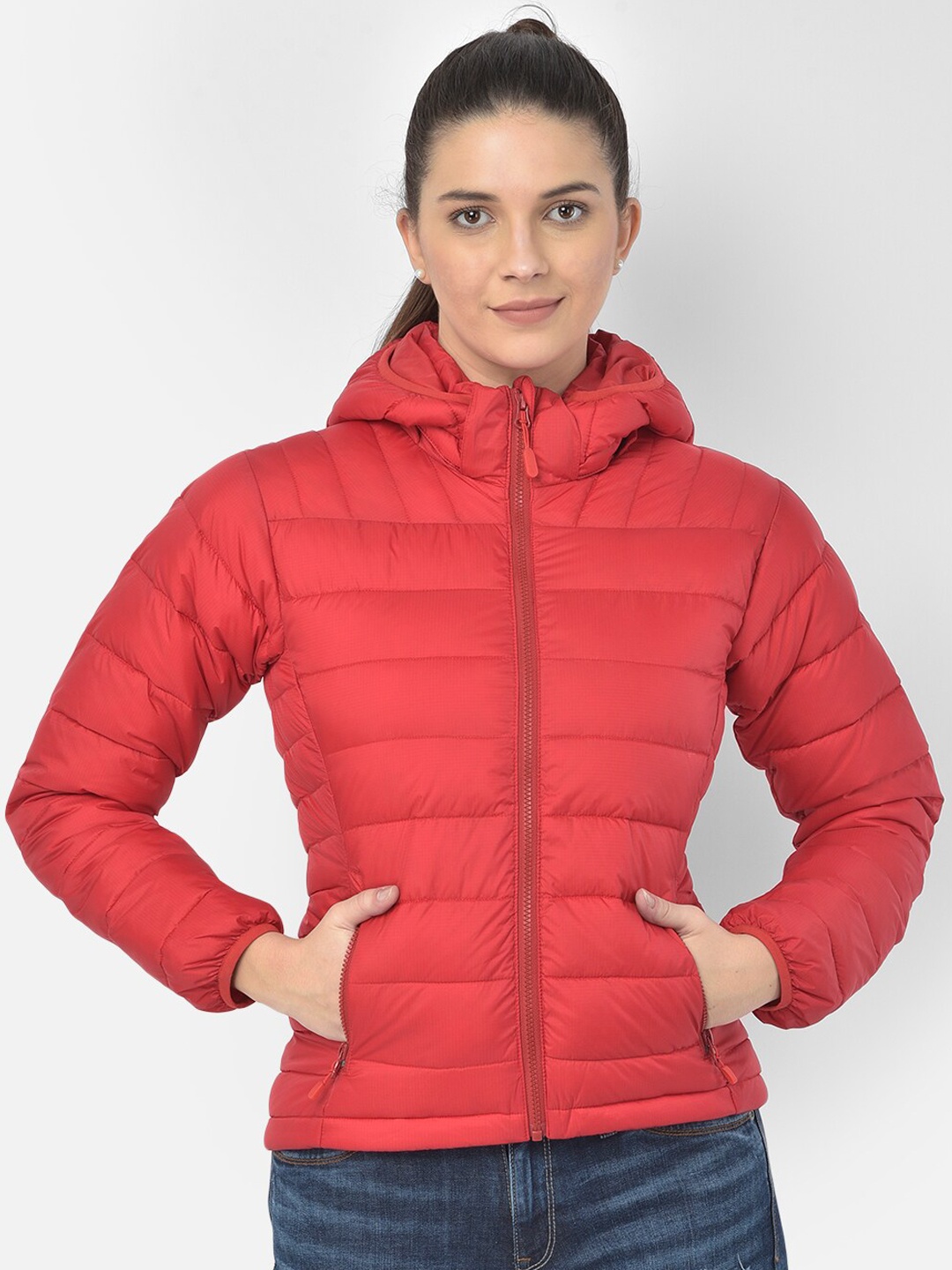 

Woodland Women Red Water Resistant Puffer Jacket