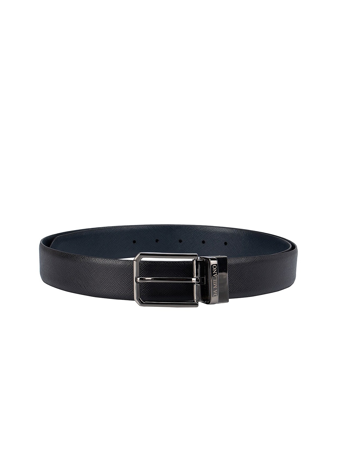 

Da Milano Men Black Textured Leather Belt