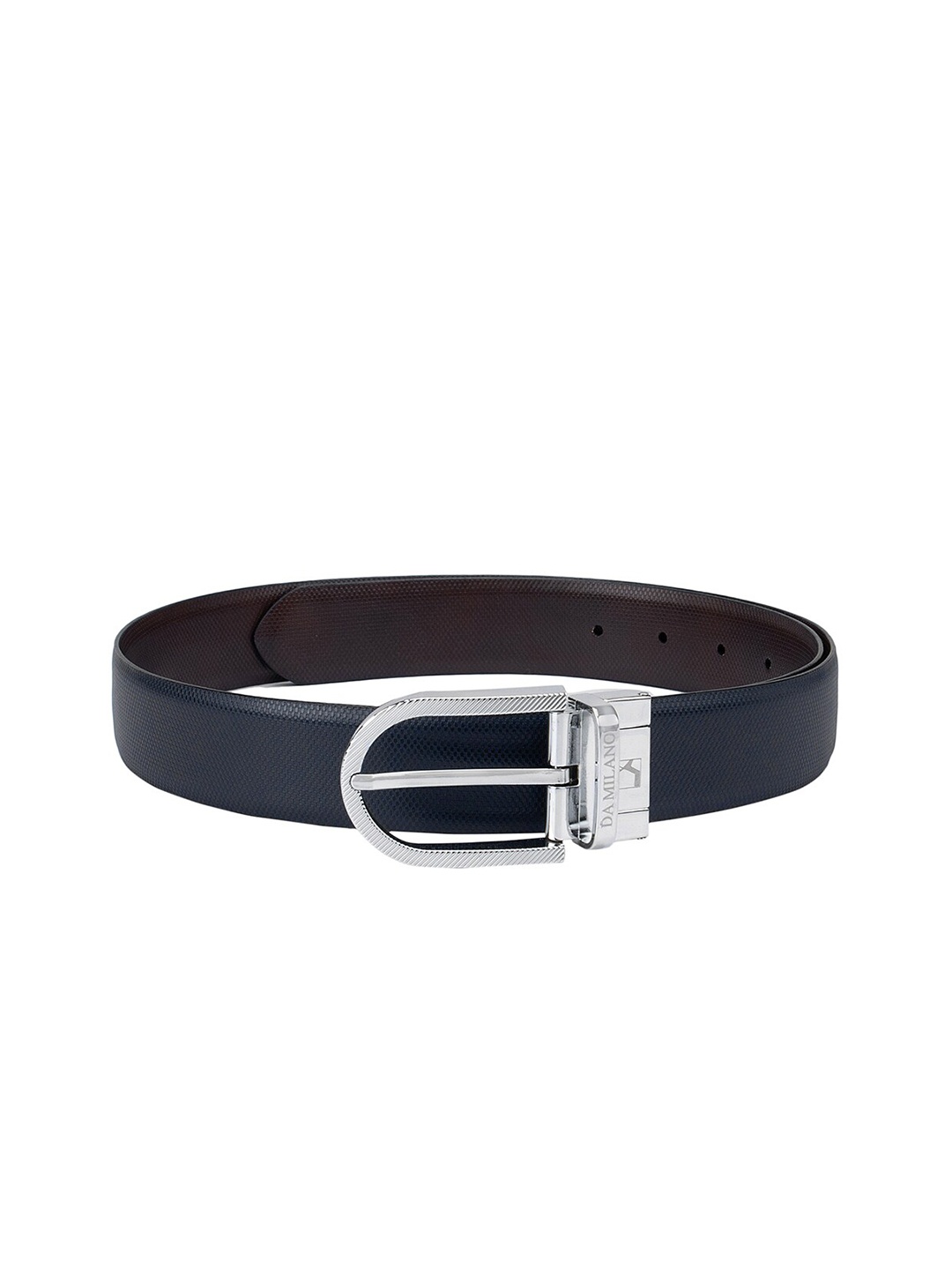 

Da Milano Men Navy Blue Textured Leather Belt