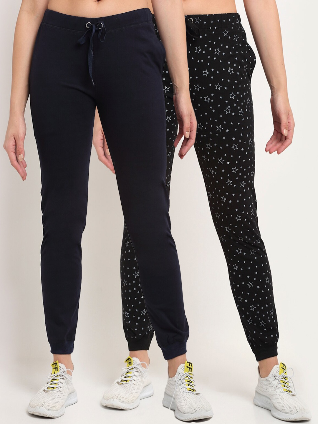 

VIMAL JONNEY Women Pack Of 2 Navy Blue & Black Joggers